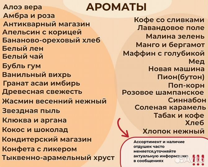 Ароматические отдушки для свечей и диффузоров