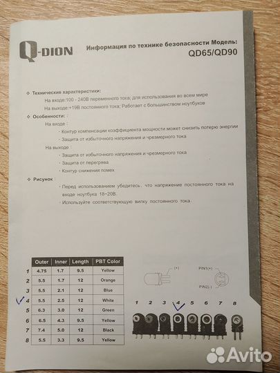 Рабочий блок питания для ноутбука Q-Dion QD90. 90В