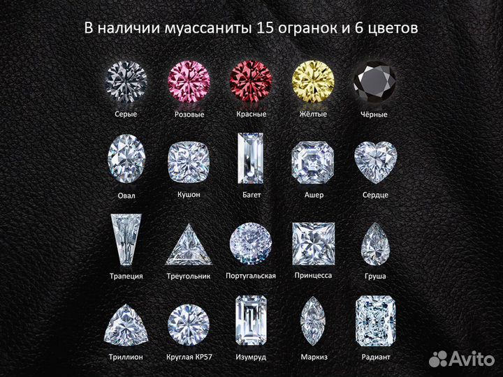 Кристально чистый муассанит Ашер до 16,70 карат