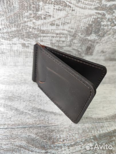 Зажим для денег кожаный ручной работы