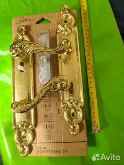 Ручки латунь межкомнатные Франция,межосевой 195мм