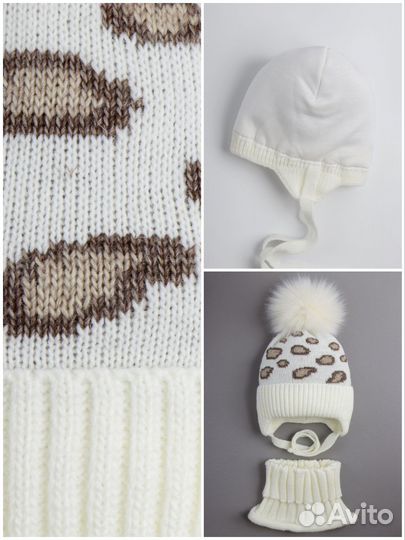 Комплект шапка и снуд, новый зимний на утеплителе