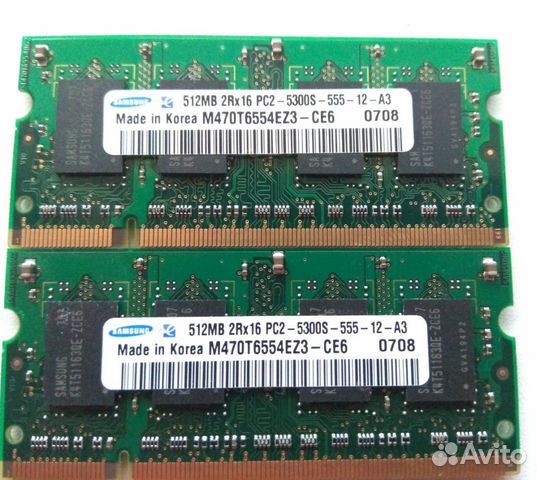 Оперативная память SO-dimm DDR2 1Gb (2x512Mb)