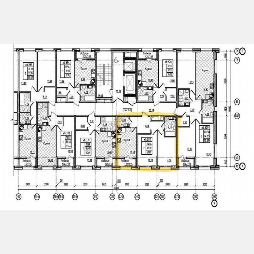2-к. квартира, 51,1 м², 8/14 эт.
