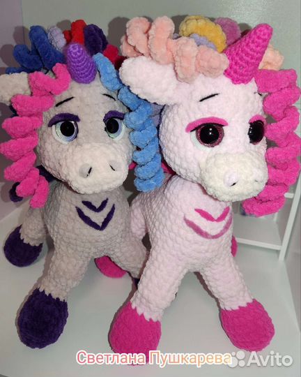 Вязаная Мягкая игрушка единорог
