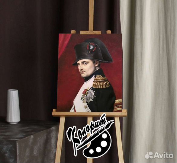 Наполеон Бонапарт портрет на холсте 40х50см