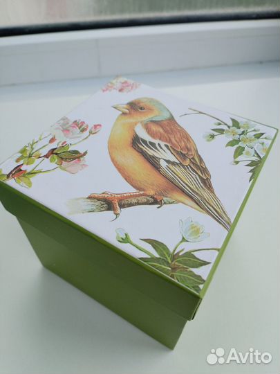 Новая чашка кружка весенняя с птичками фарфор