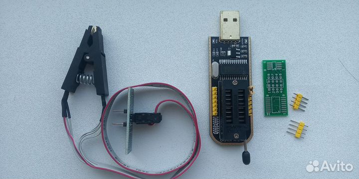 USB Программатор CH341A + клипса SOP8 (прищепка)