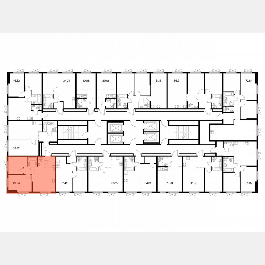 2-к. квартира, 49 м², 13/33 эт.