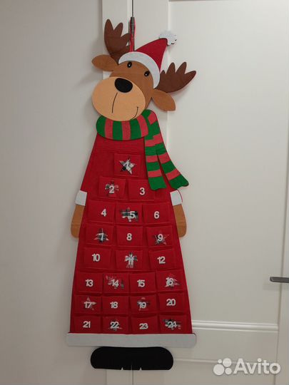 Адвент календарь кармашки олень фетр