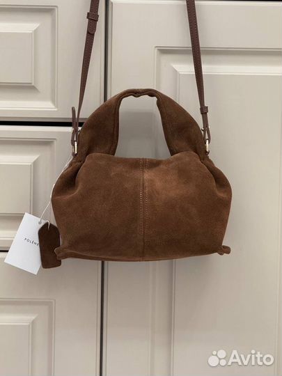 Сумка с ручкой Polene натуральная замша шоколад