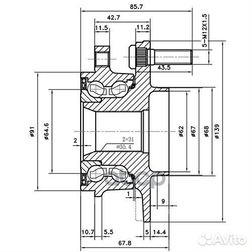 Ступица передняя перед лев Z89635R Zikmar