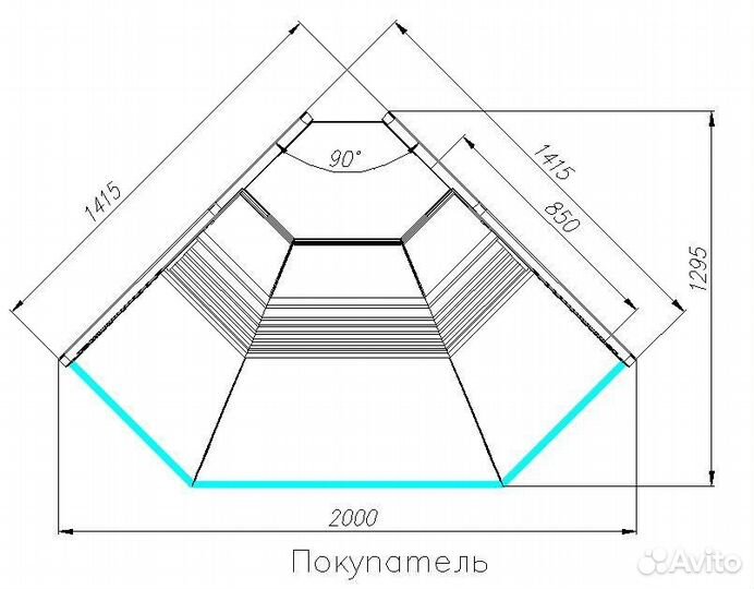 Витрина холодильная Carboma GC120 VV 5 (внешний уг