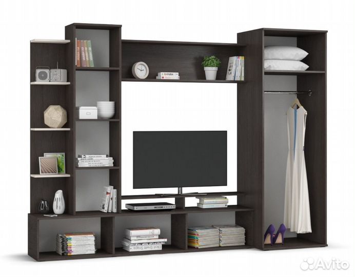 Большая стенка с тв зоной, дуб, венге