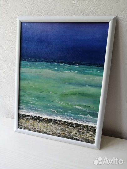 Картина маслом морской пейзаж. Море перед грозой