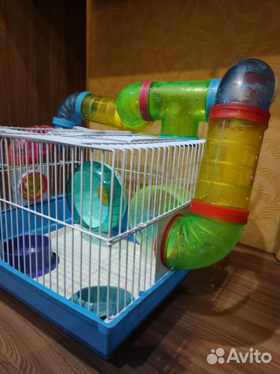 Клетка двухэтажная для хомяков с тунелями