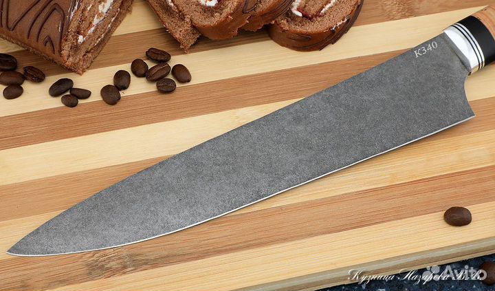 Кухонный нож Шеф № 14 К340 береста черный граб