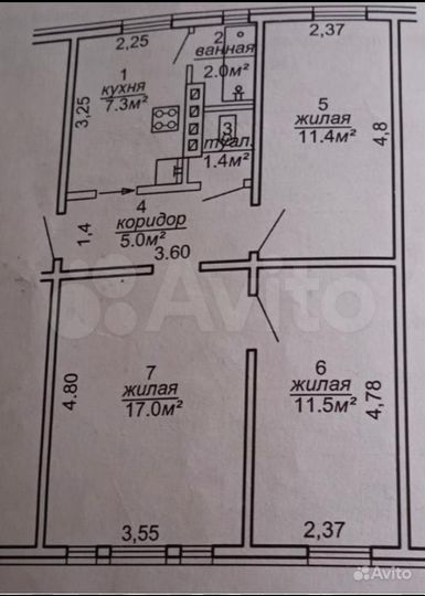 3-к. квартира, 60 м² (Белоруссия)