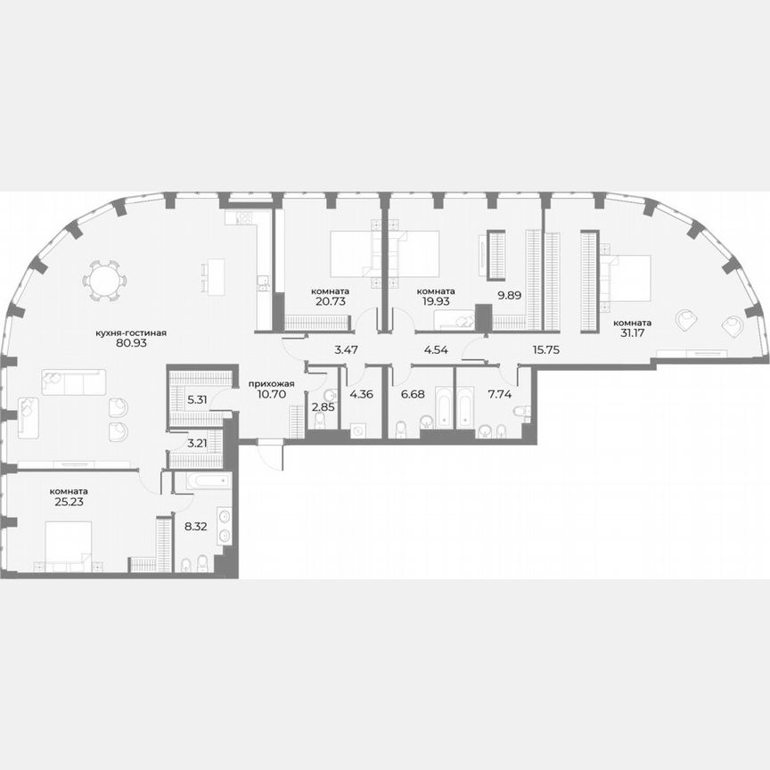 5-к. апартаменты, 266,9 м², 19/20 эт.