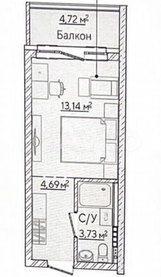 Апартаменты-студия, 23 м², 6/10 эт.