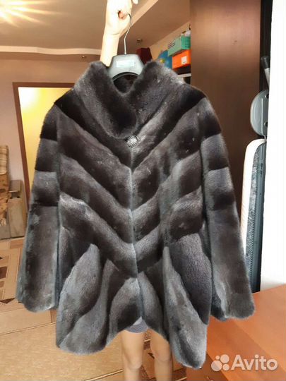 Норковая шуба укороченная модель Летучая мышь цв