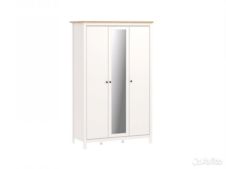 Сага шкаф 3 двери с зеркалом IKEA белый/ясень