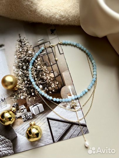 Колье чокер из натуральных камней. Новый год