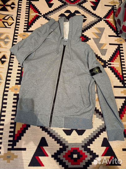 Зип худи stone island серая