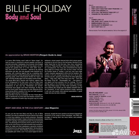 Пластинка Billie Holiday / Body and Soul (Purple V