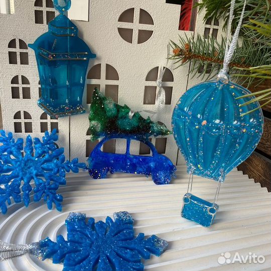 Елочные игрушки из эпоксидной смолы