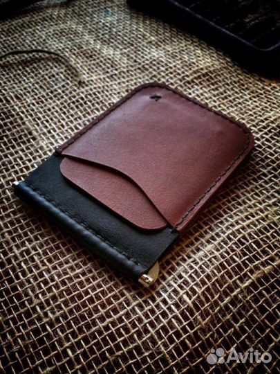 Зажим для денег из натуральной кожи