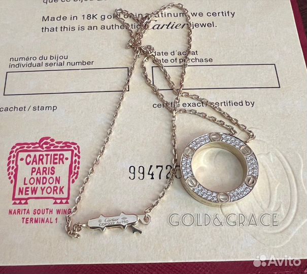Золотое колье Cartier Love Картье Лав