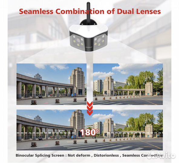 WiFi Камера видеонаблюдения 8Мп обзор 165градусов