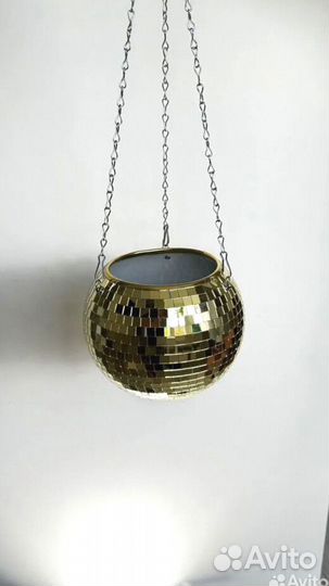 Кашпо из диско шара / кашпо из зеркальной мозаики