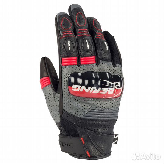 Motorradhandschuhe Bering Axel Schwarz-Grau-Rot Damen Черный