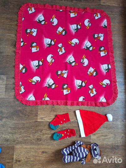 Набор для фотосессии:плед, шапочка и носки, медвеж