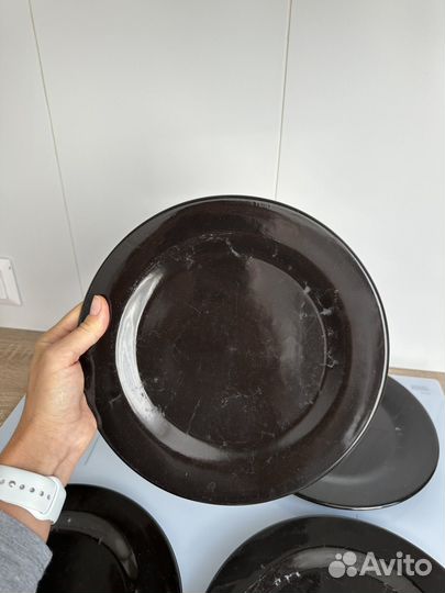 Тарелка керамическая черная 25 см