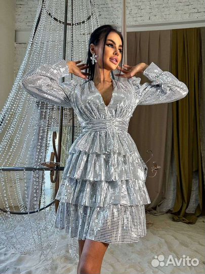 Люксовое платье серебро