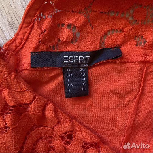 Кружевное платье красное Esprit S 44