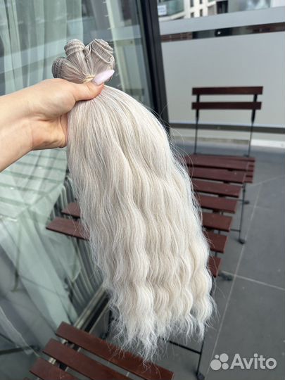 Волосы для наращивания 50 см пепельный блонд волна