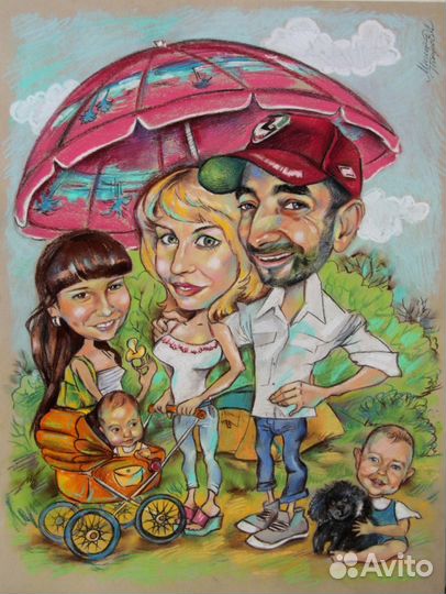 Картина - шарж - портрет на заказ по фото