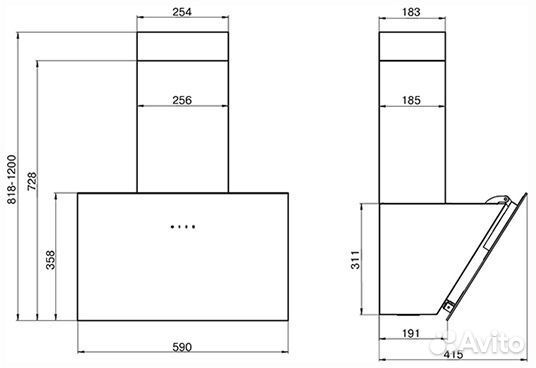 Вытяжка каминная Elikor Антрацит 60П-650-Е3Д