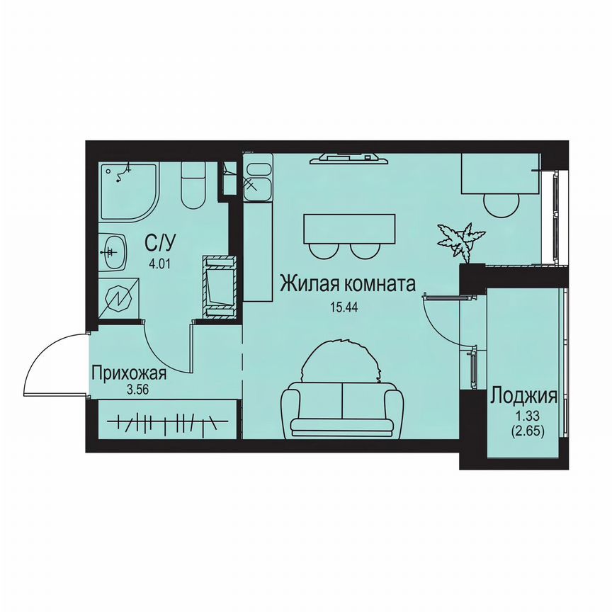 Квартира-студия, 24,3 м², 9/9 эт.