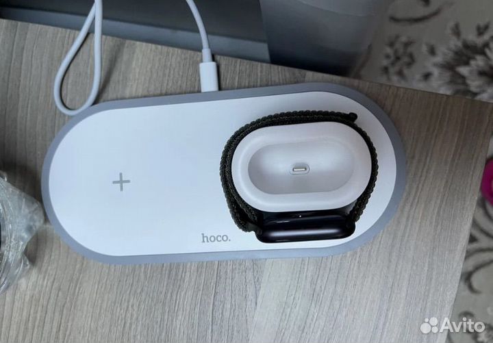 Беспроводная зарядка hoco 3 в 1 для apple