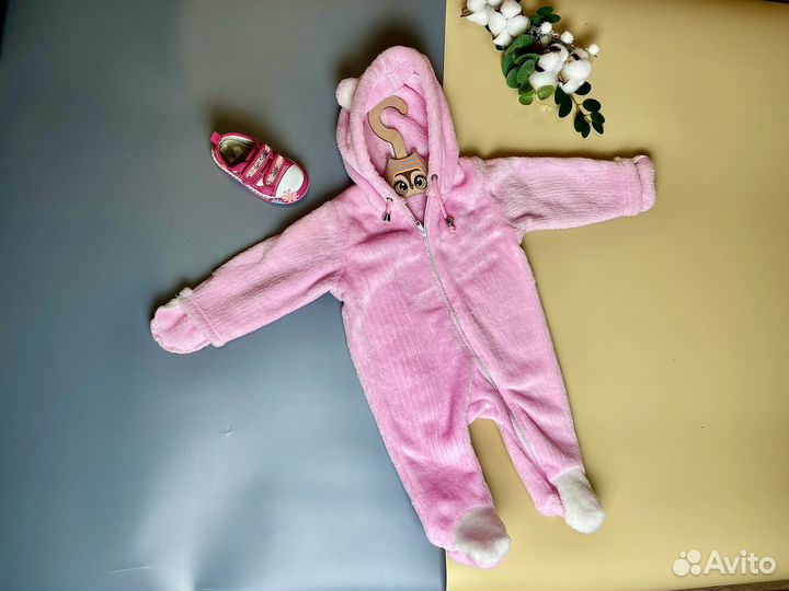 Комбинезон с ушками для девочки 62 размер
