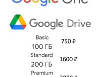 Подписка на сервисы Google Drive / Google One