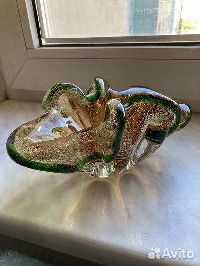 Ваза цветное стекло Bohemia винтаж СССР