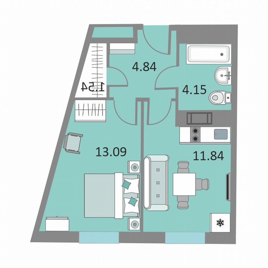 1-к. апартаменты, 35,2 м², 13/13 эт.