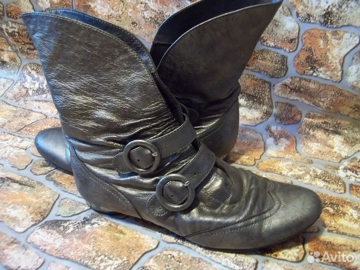 Демисезонные полусапожки, кожа