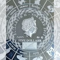 Монета 2012 знак зодиака Рыбы серебро ммд Токелау